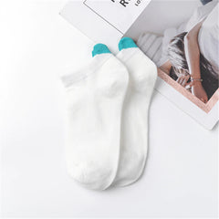 6 Pairs Women Socks Harajuku Female Cotton Ankle Socks White Heart Socks Cute Girls Students Comfortable Casual Short Socks