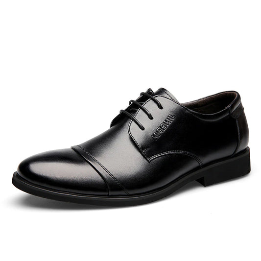 Formal Leather Shoes Men's Seasonal Plus Velvet Warm Business Casual Men's Shoes Genuine Leather British Black Small Leather Shoes