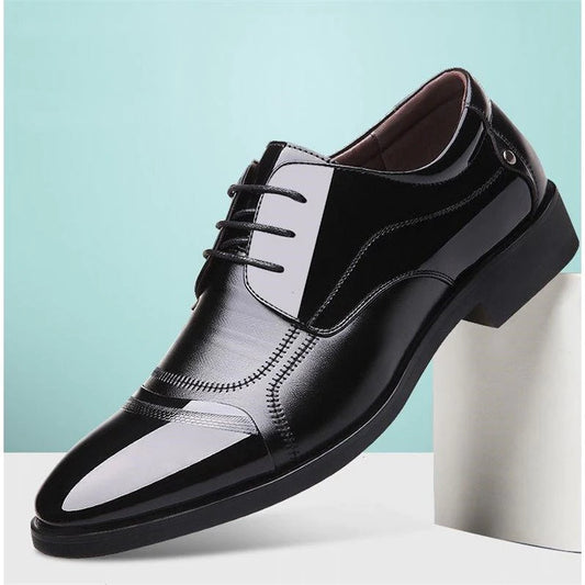 2527 Large Size Pointed Leather Shoes Men's Business Dress Shoes Fashionable Buckle Wedding Shoes