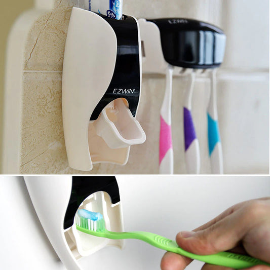 Creative Automatic Toothpaste Squeezer Toothbrush Storage Stand With No Holes Wash Set Exempt Hit Squeeze Toothpaste Dispenser