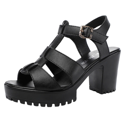 High Heels Sandals Waterproof PlatformHeight Thick Bottom Cheongsam Plus Size Rough Female Women's Shoes