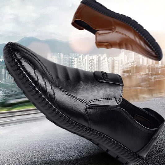 Men leather shoes Doug shoes Lazy black Leisure time Men's Shoes
