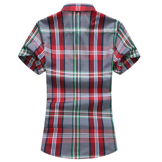 Men's Classic Fit Red Button-Down Collar Short Sleeve Shirt