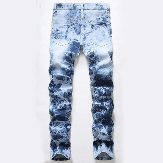 Men's Slim Fit High Quality Jeans with Light Blue Zipper