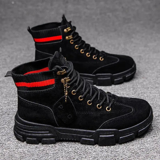 New Men Boots Leather Waterproof Lace Up Military Boots Men Winter Ankle Lightweight Shoes for Men Winter Casual Non Slip