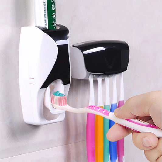 Creative Automatic Toothpaste Squeezer Toothbrush Storage Stand With No Holes Wash Set Exempt Hit Squeeze Toothpaste Dispenser