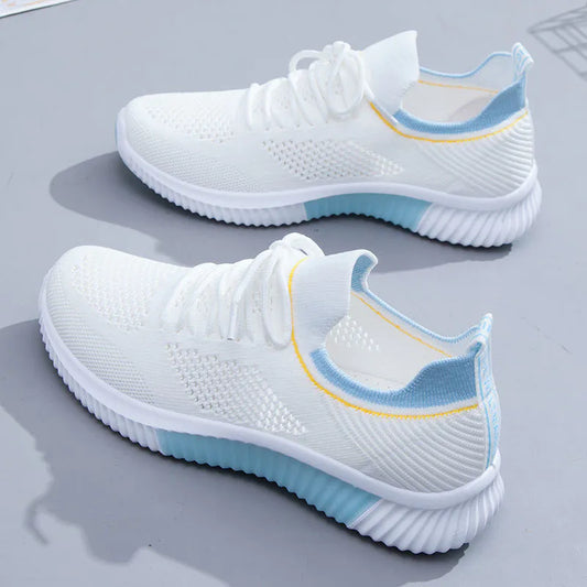 Lightweight Breathable Mesh Sneakers with Soft Shock Absorbing Sole and Flyknit Women's Shoes