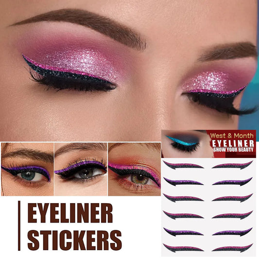6 Pairs Eyeliner Stickers Self Adhesive Eye Shadow Stage Makeup Double Eyelid Stickers Party Nightclub Eye Makeup