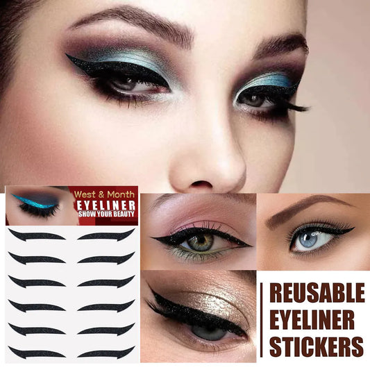 6 Pairs Eyeliner Stickers Self Adhesive Eye Shadow Stage Makeup Double Eyelid Stickers Party Nightclub Eye Makeup