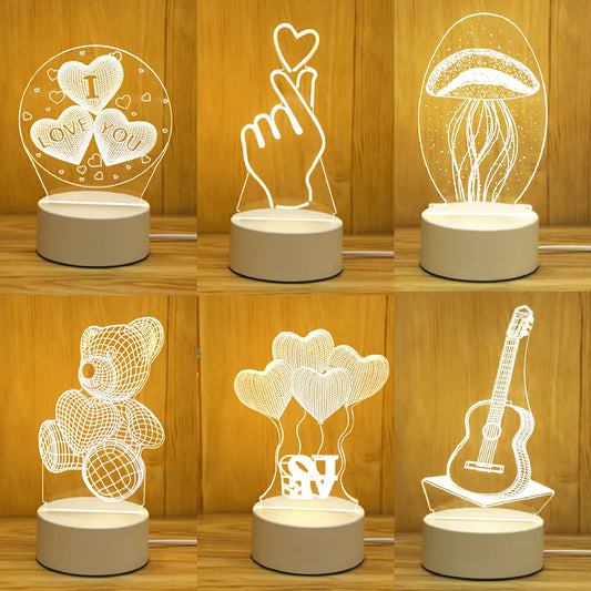 LED Night Light with Acrylic Round Shape and Bulbs Included