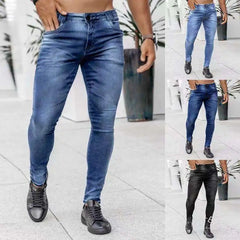 Speedway new denim men's trousers cross-border ins trend black Slim high-waisted denim leggings men