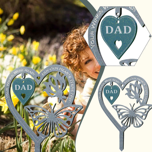 Memorial Stake - Heart Shaped Memorial Stake for Outdoors,Hanging Tag Garden Stakes Insert Cards Decor, Dad Mom Husband Gifts Outdoor for Patio Yard Law Weeyutix
