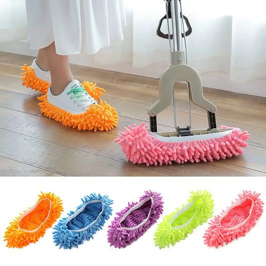 Mop Slippers House Cleaning Dust Elimination Lazy Floor Wall Dust Elimination Cleansing Foot Shoe Covers Washable Reusable Superfine Fiber