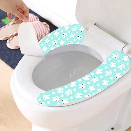 The Toilet Seat Cover is Mark-Free and Adheres with Static Electricity, Can be Cleaned with General Purpose Toilet Cleaner, and Can be Cut to Fit the Toilet Seat.