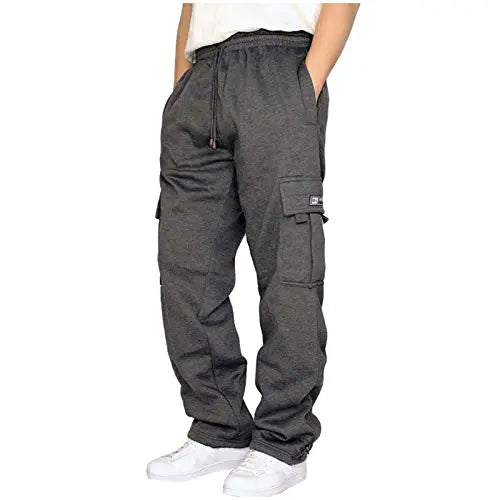 Loose Sports Loosening Color Trousers Trousers Waist Pocket Men's Solid Rope Women's Casual Pants on Casual Pants Dark Gray