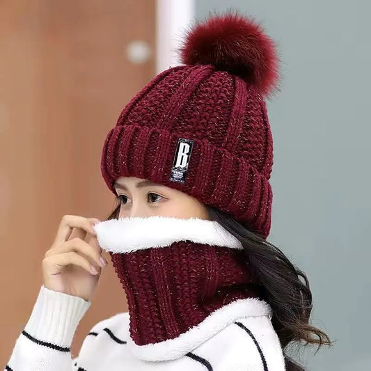Unisex Warm Windproof Knitted Hat and Scarf Set