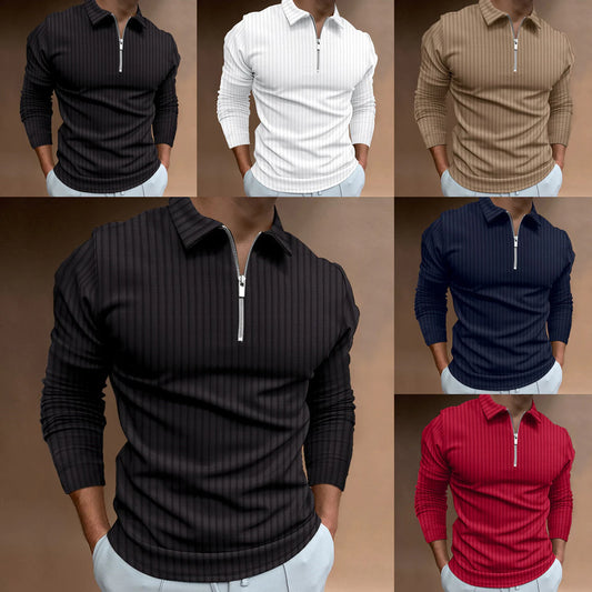 Men's Classic Short Sleeve Polo Shirt Zip Up Casual Summer Slim Fit T-Shirts Striped Graphic Printed Tops Beach Tees
