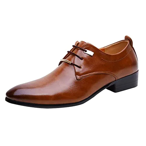 Mens Shoes Fashion Classic Style British Retro Pointed Toe Lace Up Business Casual Pointed Toe Formal Shoe Men