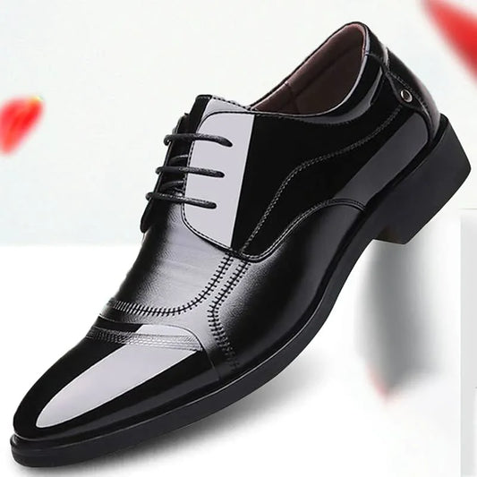 Men's Shoes Formal Dress Shoes Patent Pointed-toe British Style Spliced Business Casual Gentleman Pumps