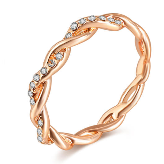 Metemjiao 14K Rose Gold Stack Twisted Ring Twist Ring Stackable Diamond Ring Wedding Party Women Fashion Jewelry for Women (7)