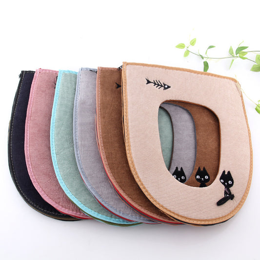 Winter Universal Toilet Lid Cover Cushion Toilet Seat Cover Mat Toilet Seat Cover Pads with Handle Closestool Warmer Washable Comfortable Thick Soft Bathroom Decoration