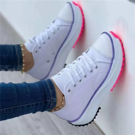 Women's Low Top Canvas Sneakers with Thick Sole