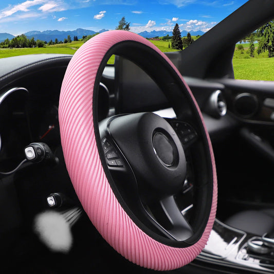 Sweat-absorbent Striped Mesh Fabric New Elastic Steering Wheel Cover Car Handle Cover without Inner Ring