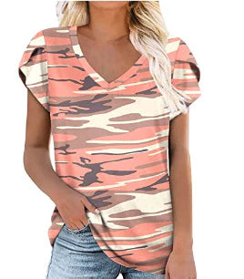 Womens Short Sleeve Casual T-Shirts V Neck Tops Tee Loose Comfy Tunic Blouse Lightweight Cute