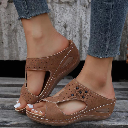 Sandals for Women Casual Summer Womens Sandals Dressy Summer Hollow Out Vintage Wedge Sandal Gladiator Outdoor Shoes.