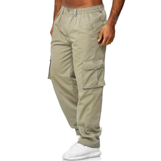 Men's Multi-Pocket Straight-Leg Fitness Sports Cargo Pants Match Men Wild Pants