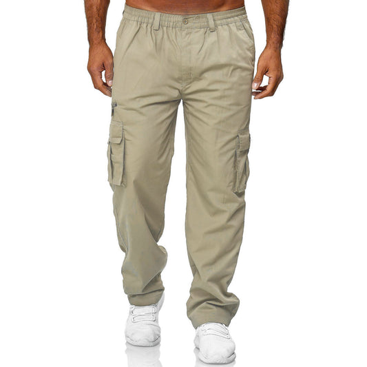 Men's Multi-Pocket Straight-Leg Fitness Sports Cargo Pants Match Men Wild Pants