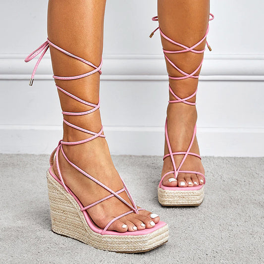 Cross Clip Toe Strappy Thick Muffin Bottom Shoes