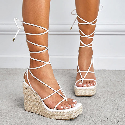 Cross Clip Toe Strappy Thick Muffin Bottom Shoes