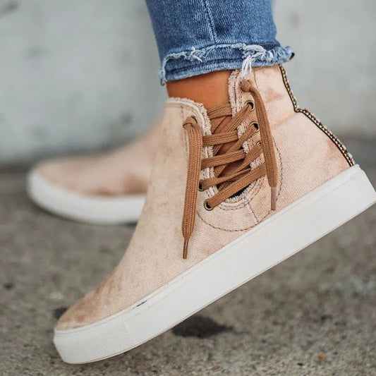 Flat casual canvas shoes with cutouts, lace-up, fashionable sports board shoes, low-top single shoes