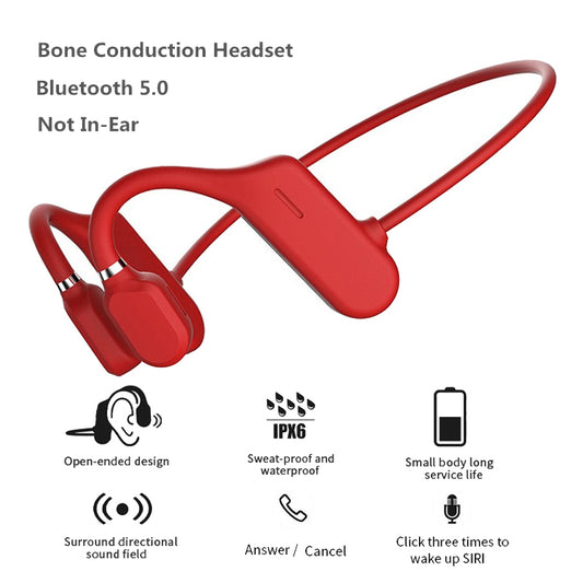 Bone Conduction Headphones Bluetooth 5.0 Wireless Not In-Ear Headset IPX5 Waterproof Sport Earphones Lightweight Ear Hook