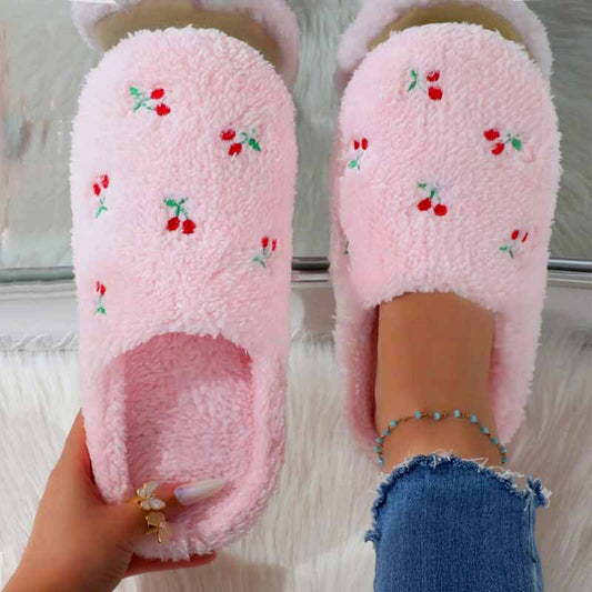 Women's Plush Slippers with Flat Heels