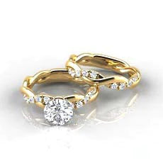 Twist Diamond Ring Set - Mode Twisted Diamond Ned Engagement Ehering Ringe