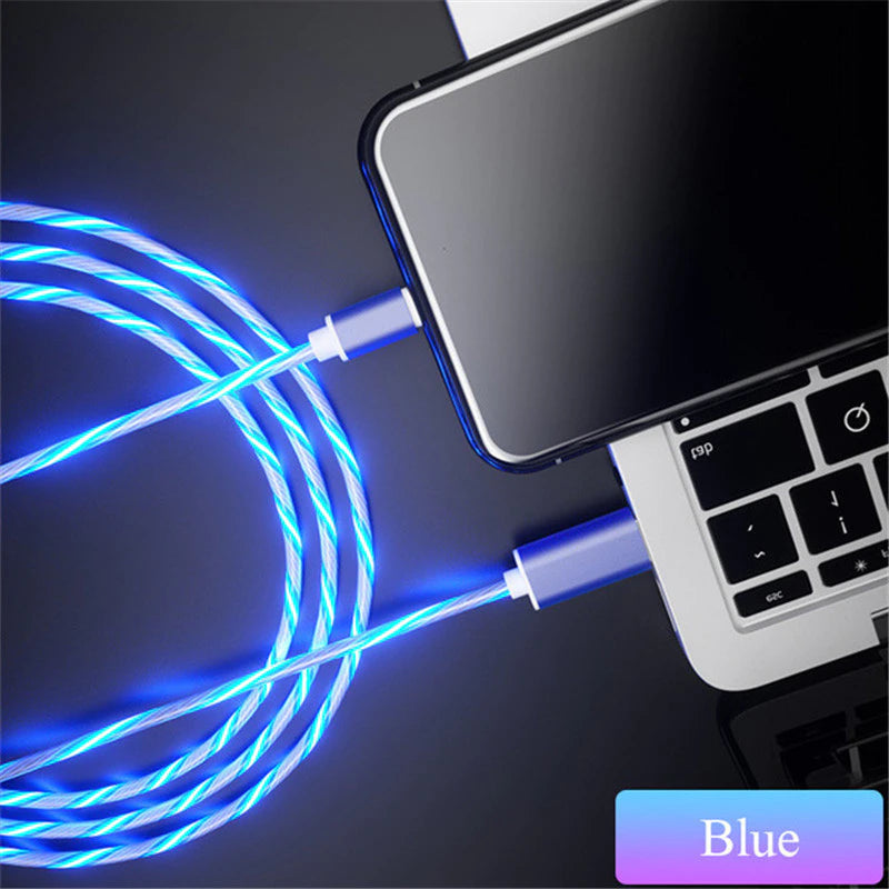 Cable de luz LED brillante de carga rápida para Samsung, Xiaomi, iPhone
