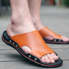 Zapatillas de verano de cuero de fondo suave de fondo para hombres