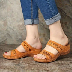 Open Toe Soft Platform Wedge Sandals For Women Cutout Arch Support Sandals Comfort Slide Sandals Lightweight Walking Slippers