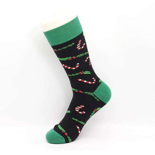 Weihnachtssocken trendige Socken farbenfrohe Mid -Kalb -Baumwollsocken lässig trendige Herrensocken