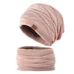 Winter Beanie Hats Scarf Set Women Warm Knitted Hat Skull Cap Neck Warmer Thicken Lined Lady Winter Hat Mask Scarf for Women
