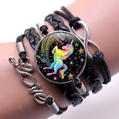 Entzückend Cartoon Einhorn Zeit Juwel gewebtes Armband Flying Horse Unicorn Armband Infinite Liebe