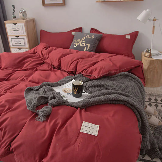 Set di biancheria da letto a colori solidi set di copertura piumino cuscinetto foglio letto per cuffia copertina trapunta ragazzo ragazzo da letto per bambini da letto set re regina