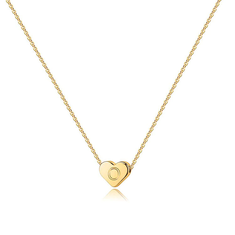 Elegante herzförmige 26-Buchstaben-Halskette für Frauen-zarter Liebeskupferanhänger mit modischer Schlüsselbeinkette