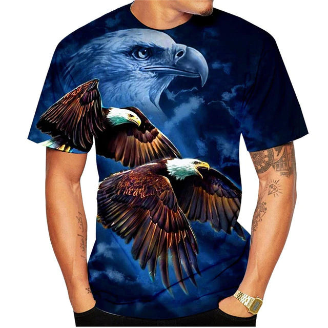 Herren Sommerkleidung gutaussehende Falcon 3D Digitale Druckmann Crew Hals Casual Sporty Loose T Shirt