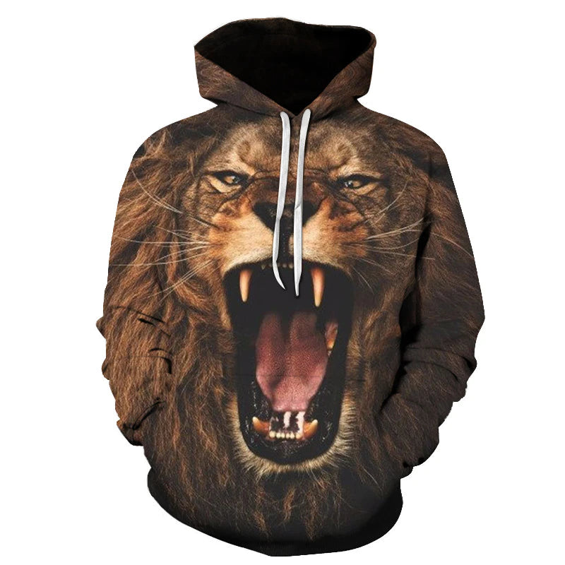 Stilvoller Wunsch Black Lightning Lion 3D Digital bedruckt Herren Hoodie Sweatshirt