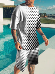 Animal Digital Print 3D Men's Casual Beach Shorts T-shirt Set