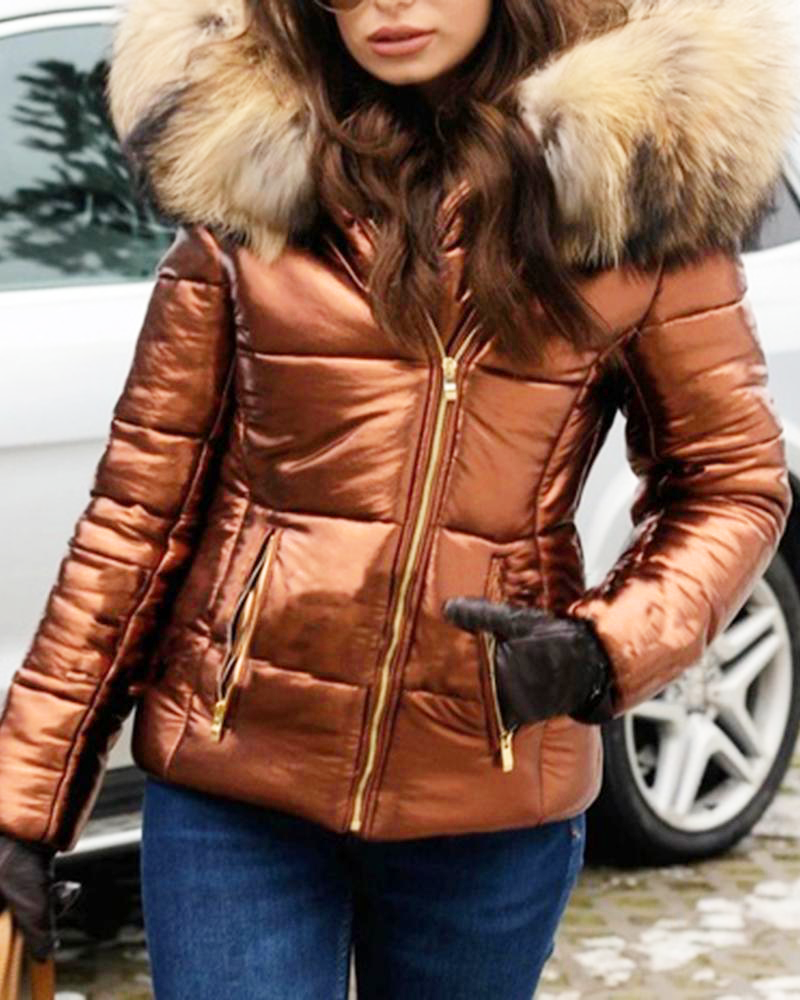 Aofur damski pikowany płaszcz zimowy z kapturem kurtka parka