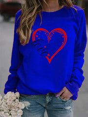 Heart Letter Print Crew Neck Sweatshirt